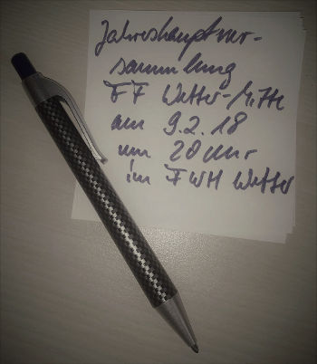 JHV FF Wetter-Mitte am 9.1.18 um 20 Uhr im FWH Wetter